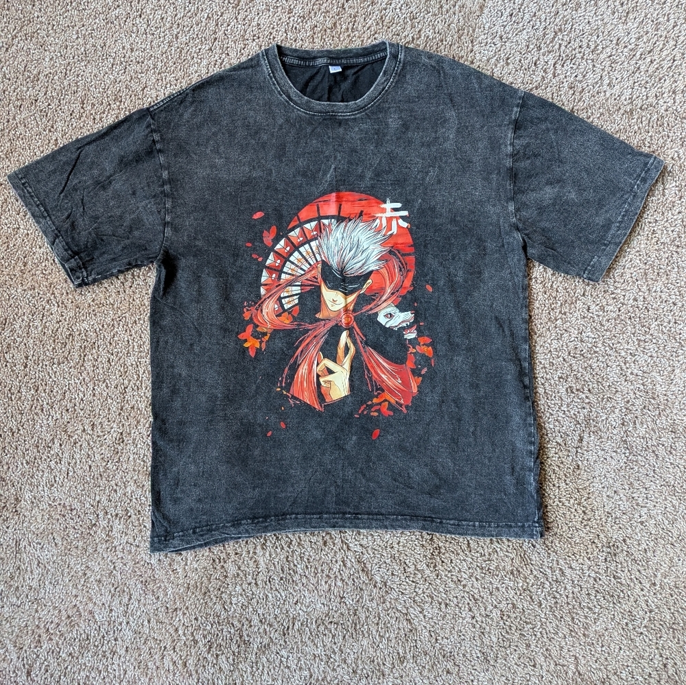 Jujutsu Kaisen Satoru Gojo Graphic Acid Washed T-shirt Large